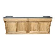 Comptoir de Bar Suisse en Bois Massif / Double plateau Inox | 280 cm