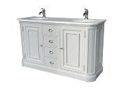 Meuble Salle de Bain Monaco 150  en Pin  Classique Chic | plateau Quartz