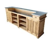 Comptoir de Bar Suisse en Bois Massif / Double plateau Inox | 280 cm