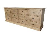 Commode Chêne Massif 12 Tiroirs |220