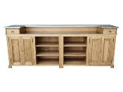 Comptoir de Bar Suisse en Bois Massif / Double plateau Inox | 280 cm