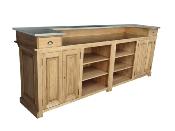 Comptoir de Bar Suisse en Bois Massif / Double plateau Inox | 280 cm