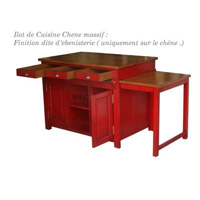 Ilot central en chêne table coulissante