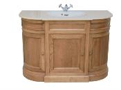 Meuble de salle bain Arrondi  en Bois Massif Chêne  | 125 cm